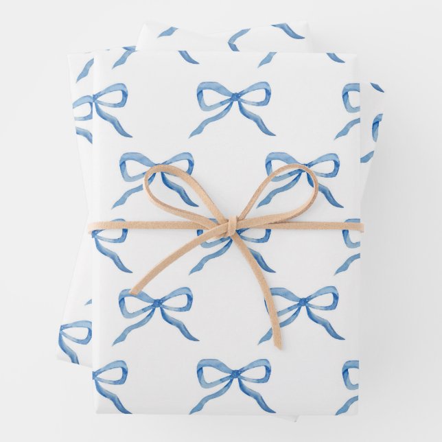 Blaue Wasserfarbe-Bogen-Muster Geschenkpapier Set (Beispiel)