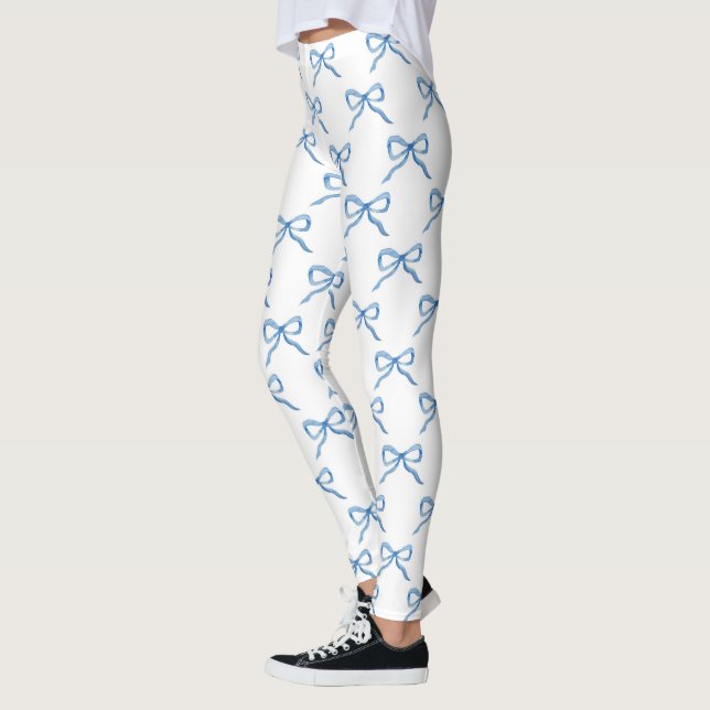 Blaue Wasserfarbe-Bogen-Muster Leggings (Links)