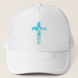Blaue Wasserfarbe Christliche Kreuztaufe Truckerkappe