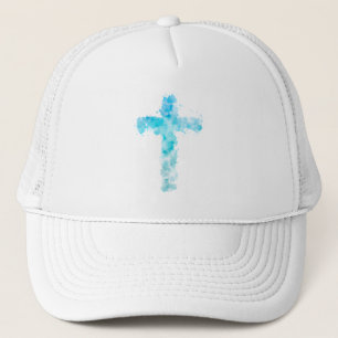 Blaue Wasserfarbe Christliche Kreuztaufe Truckerkappe