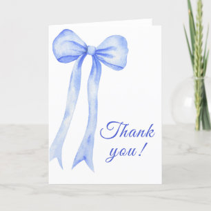 Blaue Wasserfarbe Ein Bogen Junge Baby Shower Dankeskarte