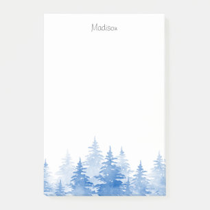 Blaue Wasserfarbe Evergreen Trees Post-it Klebezettel