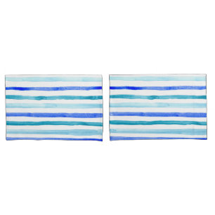Blaue Wasserfarbe gestrichen Kissenbezug