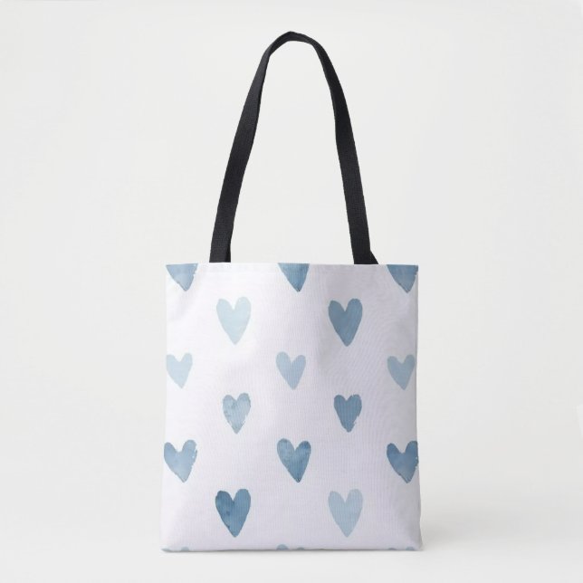 Blaue Wasserfarbe-Herzen-Tasche  Tasche (Vorderseite)