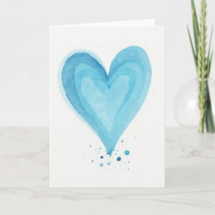 Blaue Wasserfarbe-Herzkarte mit Schichten Karte
