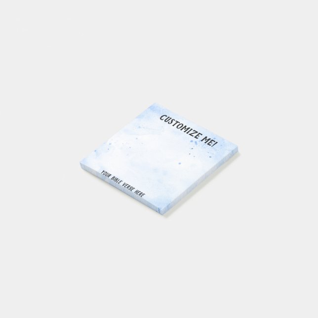 Blaue Wasserfarbe jeder Bibelverse Post-it Klebezettel (angewinkelt)