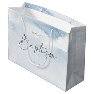 Blaue Wasserfarbe Jungen Tauf-Geschenktasche groß Große Geschenktüte