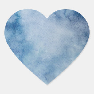 Blaue Wasserfarbe Leervorlage Herz-Aufkleber