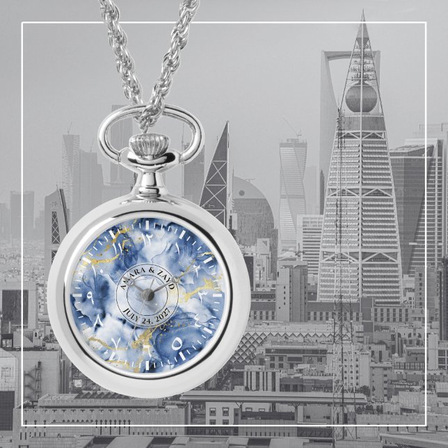 Blaue Wasserfarbe Marmor Pendant Necklace Beobacht Armbanduhr (Von Creator hochgeladen)