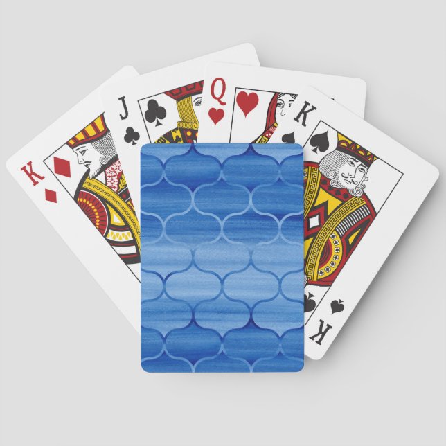 Blaue Wasserfarbe Ogemuster Spielkarten (Rückseite)