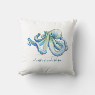 Blaue Wasserfarbe Oktopus Keuchkissen Kissen