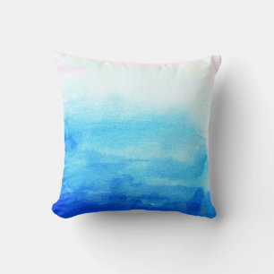 Blaue Wasserfarbe-Ombre Kissen