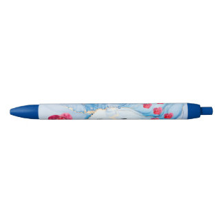 Blaue Wasserfarbe personalisierter Stift schwarze