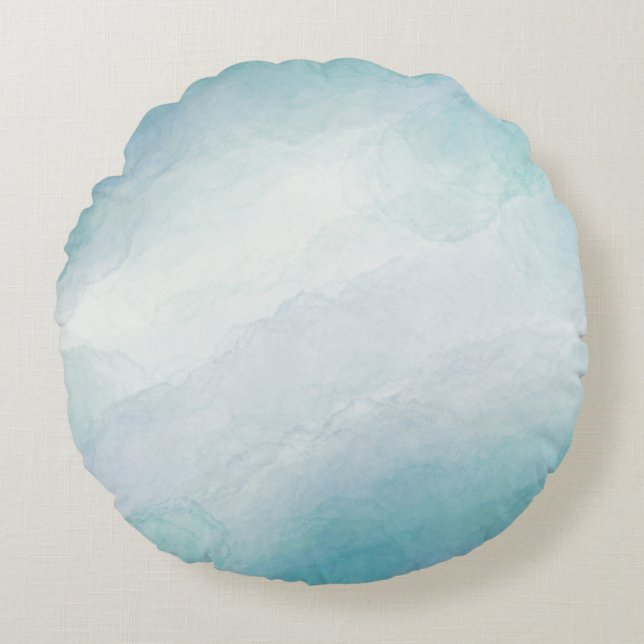 Blaue Wasserfarbe Rundes Kissen (Vorderseite)