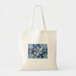 Blaue Wasserfarbe Schneeflocken Tragetasche