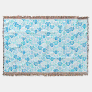 Blaue Wasserfarbe Seigaiha Pattern Donnerblanken Decke