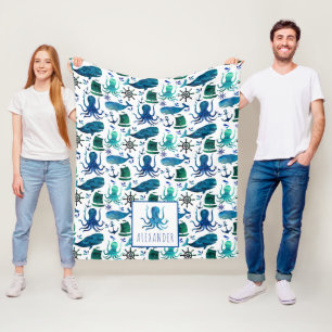 Blaue Wasserfarbe unter dem Meeresoktopus Fleecedecke