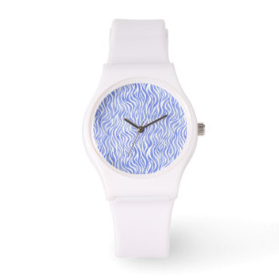 Blaue Wasserfarbe Zebra Muster Armbanduhr