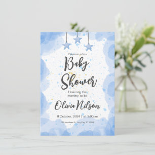 Blaue Wasserfarben-Baby-Party, Oh Boy Baby-Party