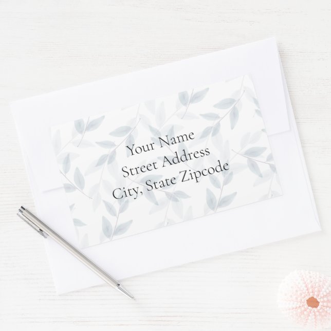 Blaue Wasserfarben-Blätter - Muster Rechteckiger Aufkleber (Umschlag)