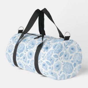 Blaue Wasserfarben-Blumenmuster Duffle Bag