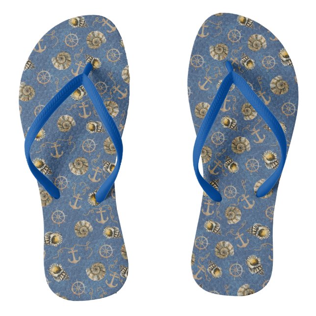 Blaue Wasserfarben Flip Flops (Fußbett)