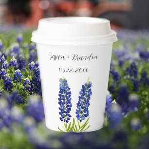 Blaue Wasserfarben-Hochzeit mit Bluebonnets-Blumen Pappbecher
