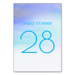 Blaue Wasserfarben Moderne elegante Tischnummer