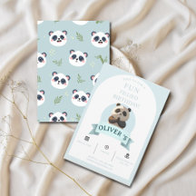 Blaue Wasserfarben-Panda-Geburtstagsfeier für Kind