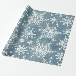 Blaue Wasserfarben-Schneeflocken Winterferien Geschenkpapier
