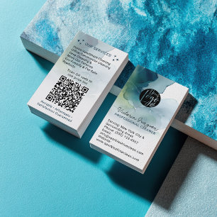 Blaue Wasserfarben-Tinte Reinigungsdienst Dienstmä Visitenkarte
