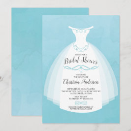 Blaue Wasserfarbenbrille Gown-Brautparty Einladung