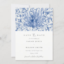 Blaue Wasserfarbenflora Save the Date Einladung