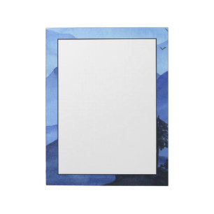 Blaue Wasserfarbengebirge Notizblock