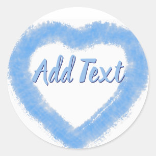 Blaue Wasserfarbenherzerform Runder Aufkleber