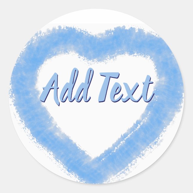 Blaue Wasserfarbenherzerform Runder Aufkleber (Vorderseite)