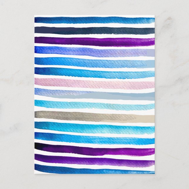 Blaue Wasserfarbenstreifen, handbemalt Postkarte (Vorderseite)