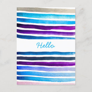 Blaue Wasserfarbenstreifen, handbemalt Postkarte