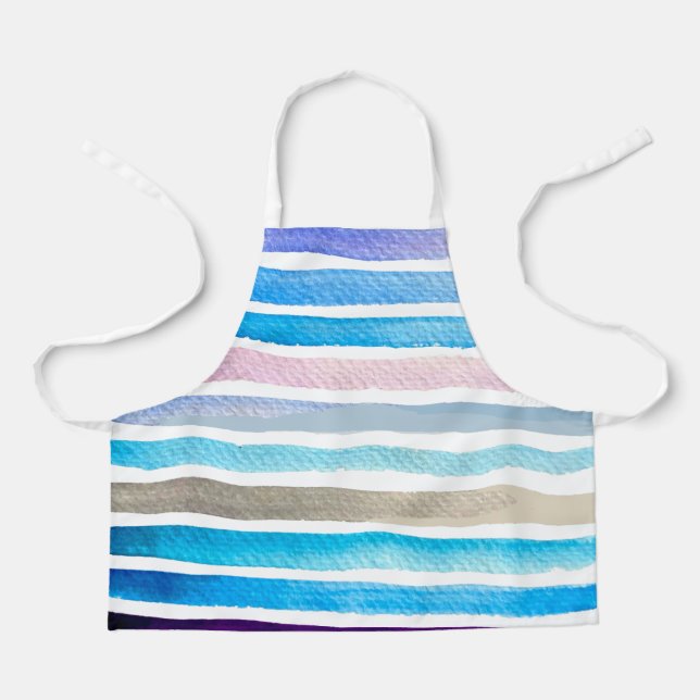 Blaue Wasserfarbenstreifen, handbemalt Schürze (Vorderseite)