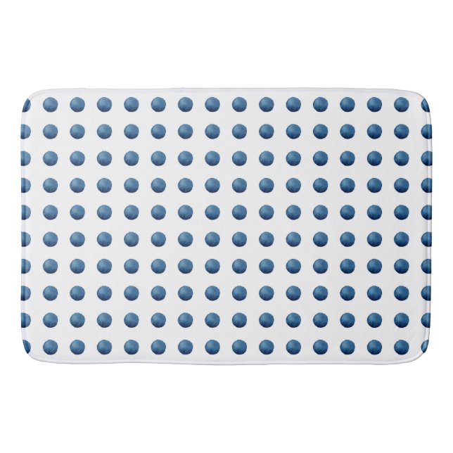 Blaue Wasserfarbtupfen Badematte (Vorderseite)