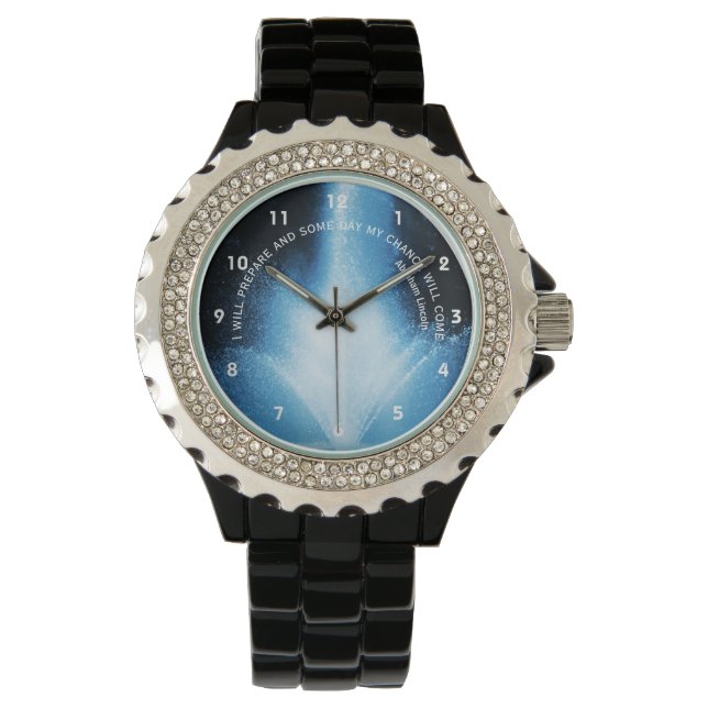 Blaue Wasserfontäne Einstellung Inspiration Zitat Armbanduhr (Vorderseite)
