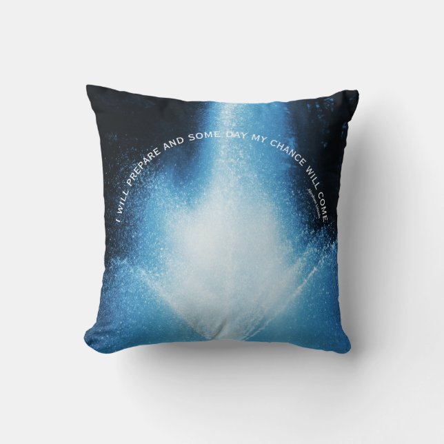 Blaue Wasserfontäne Einstellung Inspiration Zitat  Kissen (Vorderseite)
