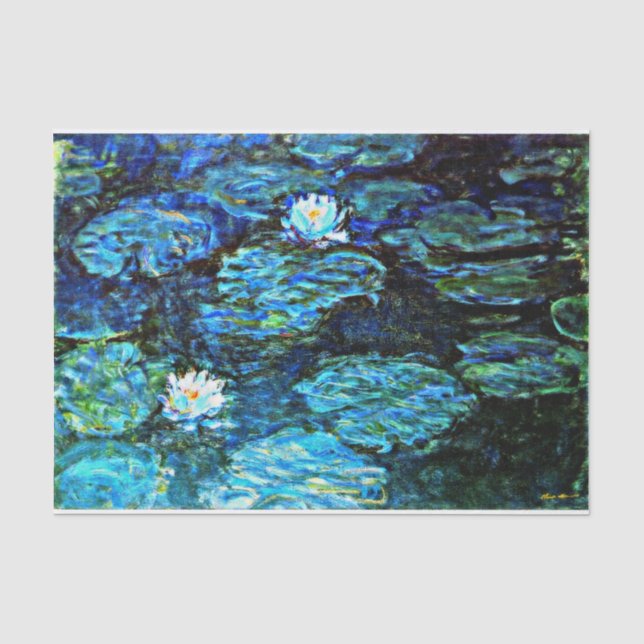 Blaue Wasserhähne, schöne Kunst, Gewebepapier Seidenpapier (Vorderseite)
