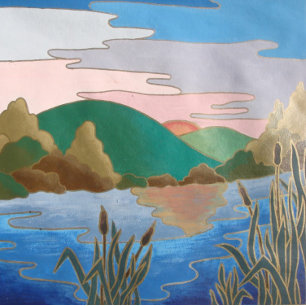 Blaue Wasserlandschaft abstrakt zeitgenössisch