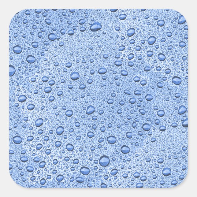 Blaue Wassertröpfchen Quadratischer Aufkleber (Vorderseite)
