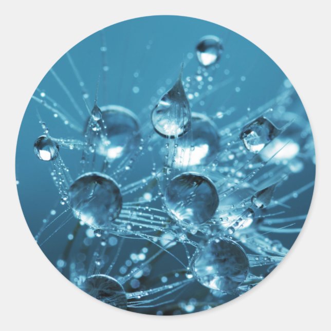 Blaue Wassertropfen Runder Aufkleber (Vorderseite)