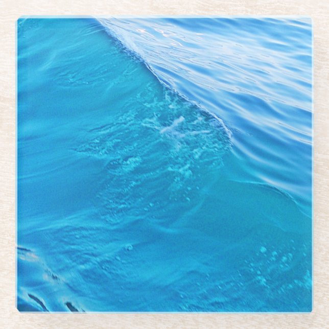 Blaue Wasserwelle Glasuntersetzer (Vorderseite)