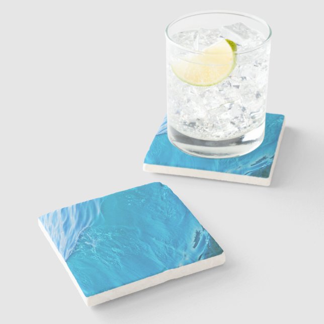 Blaue Wasserwelle Steinuntersetzer (Seitenansicht)