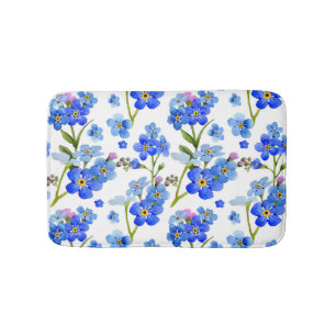 Blaue Watercolor-Vergissmeinnicht-Blumen Badematte