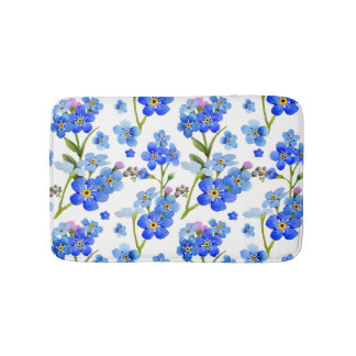 Blaue Watercolor-Vergissmeinnicht-Blumen Badematte
